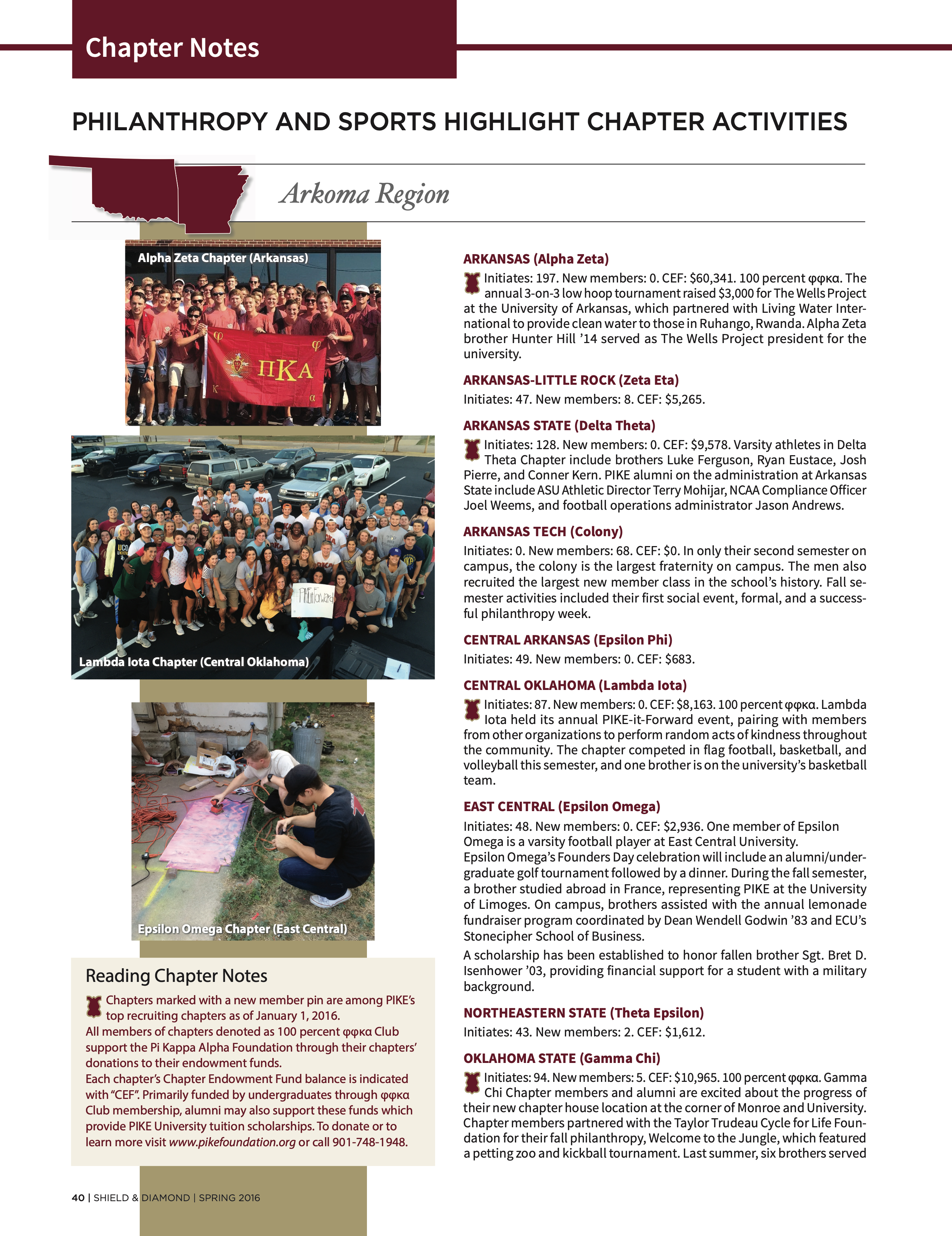 Chapter Notes, Spring 2016